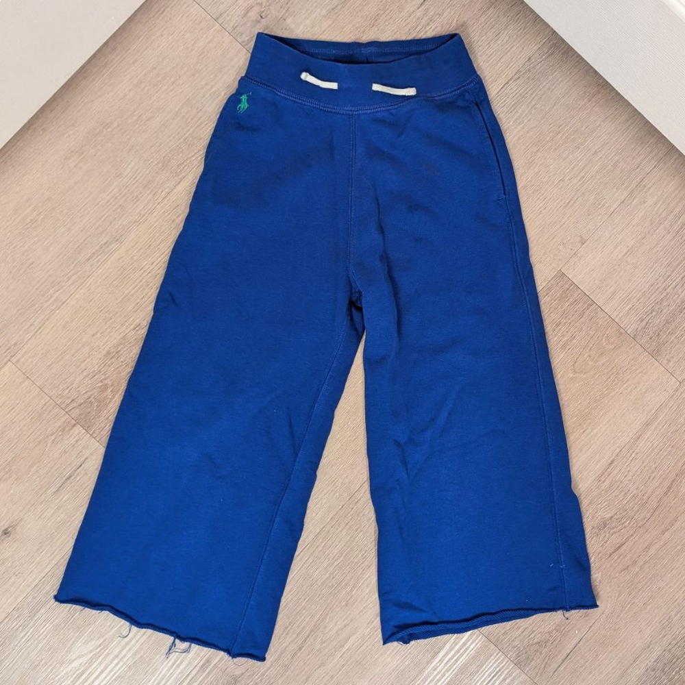 Kids Polo Ralph Lauren Blue Wide Leg SweatPants with Green Logo, Size S 7